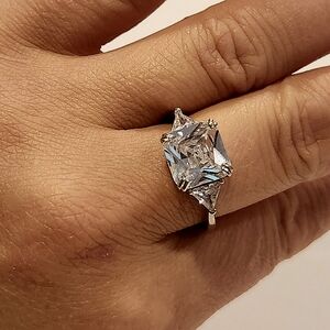 925 Real  Sterling Silver Square Ring with Waterish Zirconia - Choose Your Color